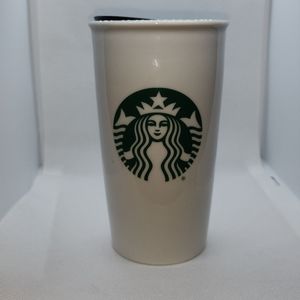 Starbucks 2016 Ceramic 12 oz Travel Coffee Tea Cup Mug White